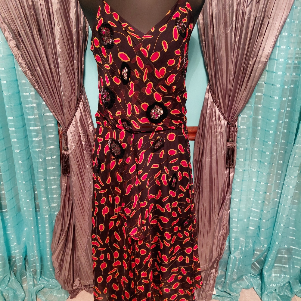 Diane Von Furstenberg Black and Red Midi Dress